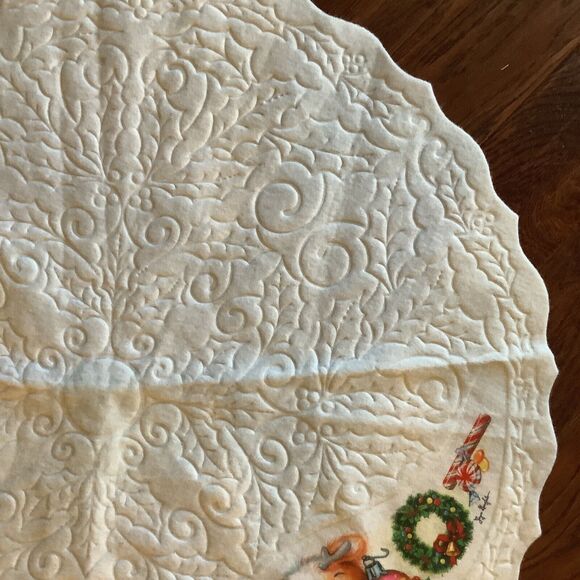 VTG White Felt Christmas Tree Skirt Tablecloth Teddy Bears Rennoc Joyce Garofalo - Picture 5 of 10